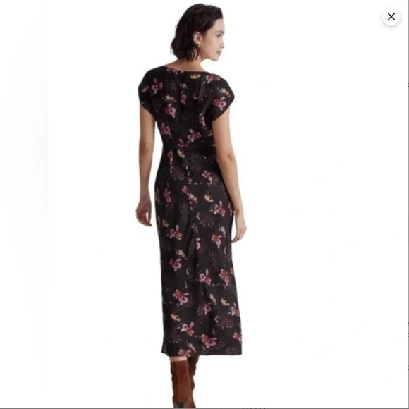 NWT Madewell Wide V-Neck Midi Dress Sz 10 - Picture 4 of 10
